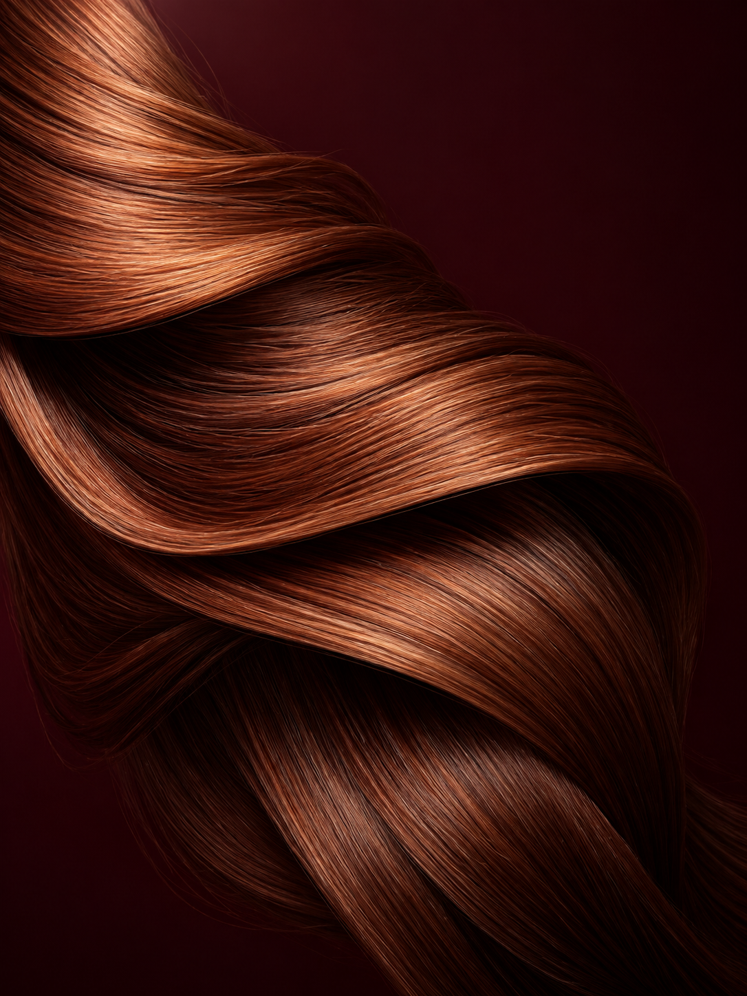 AI artwork of flowing copper hair